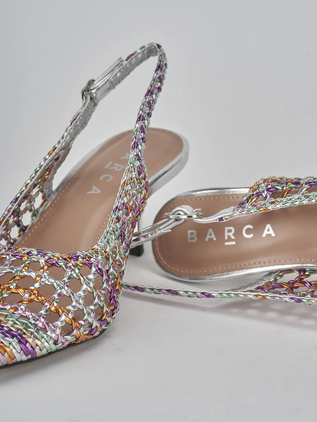 Slingback tacco 6cm pelle multicolor