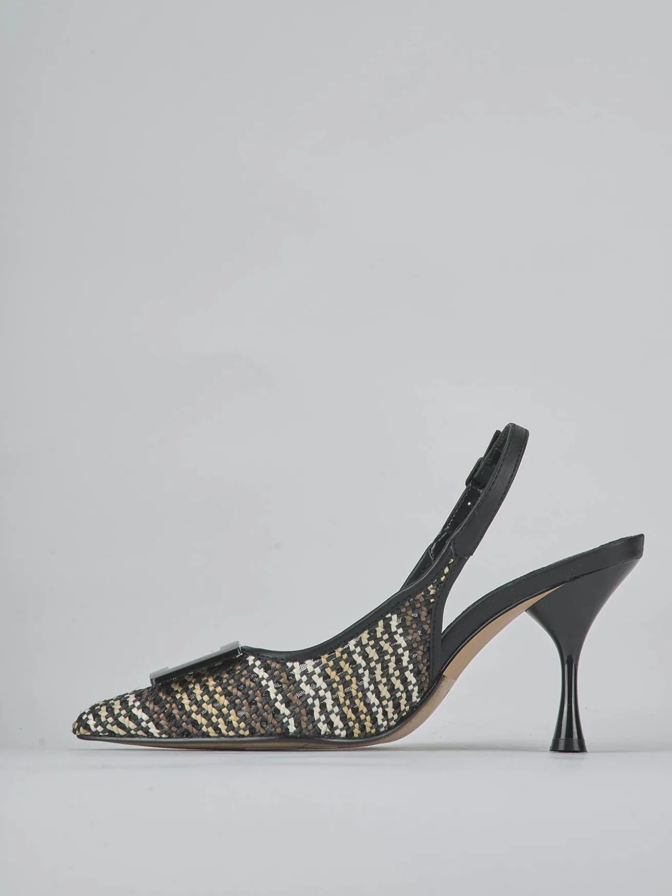Slingback tacco 8cm pelle nero