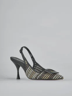 Slingback tacco 8cm pelle nero