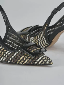 Slingback tacco 8cm pelle nero