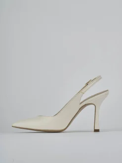 Slingback tacco 9cm pelle bianco