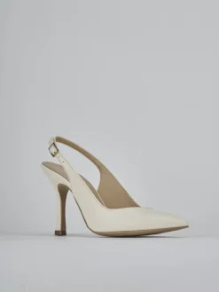 Slingback tacco 9cm pelle bianco