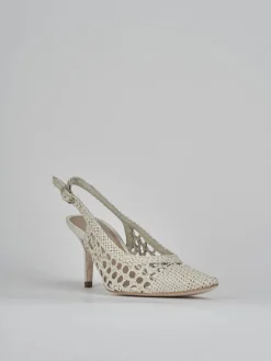 Slingback tacco 7cm pelle bianco
