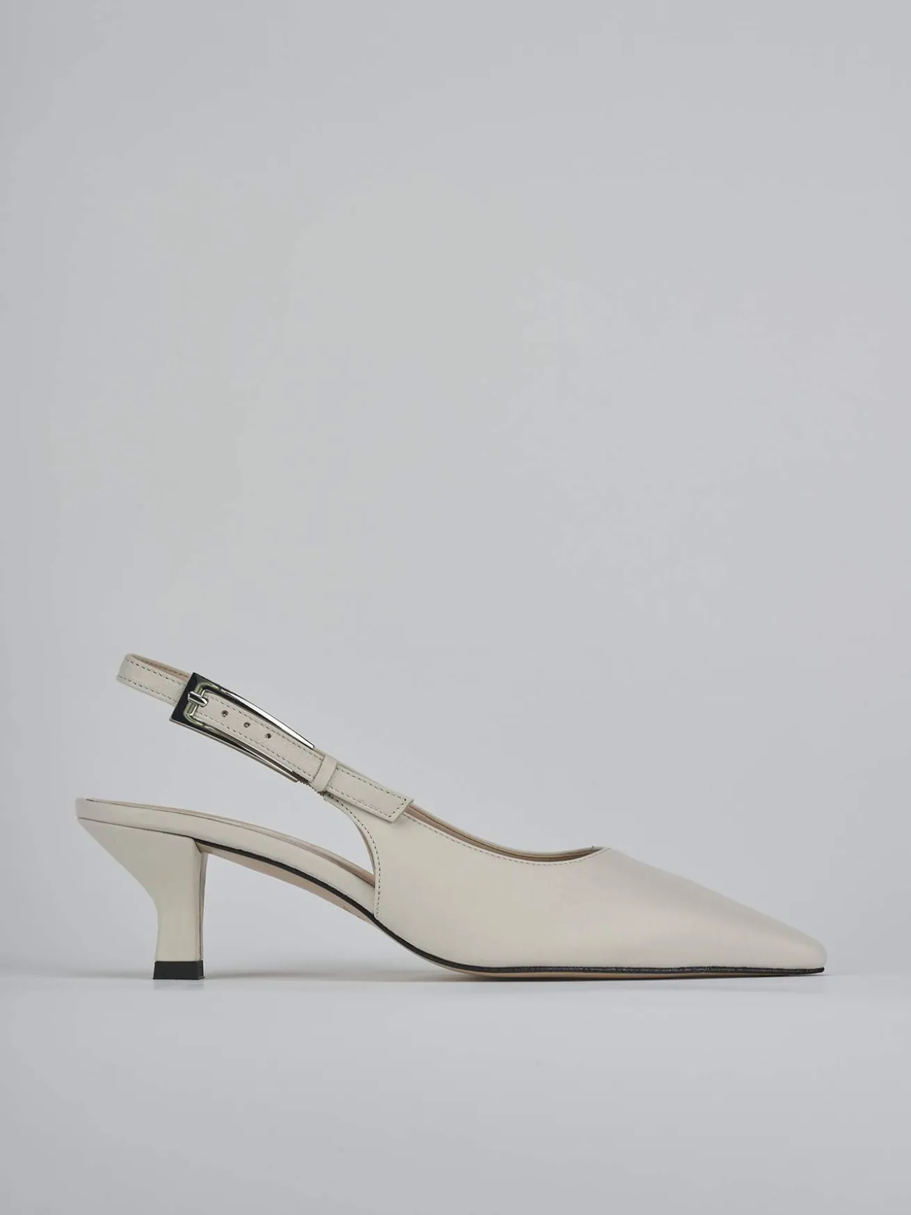 Slingback tacco 6cm pelle beige
