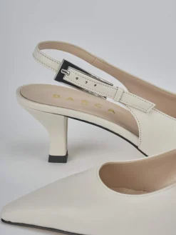Slingback tacco 6cm pelle beige