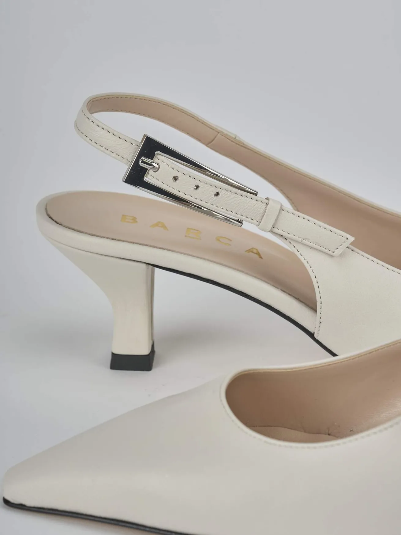 Slingback tacco 6cm pelle beige