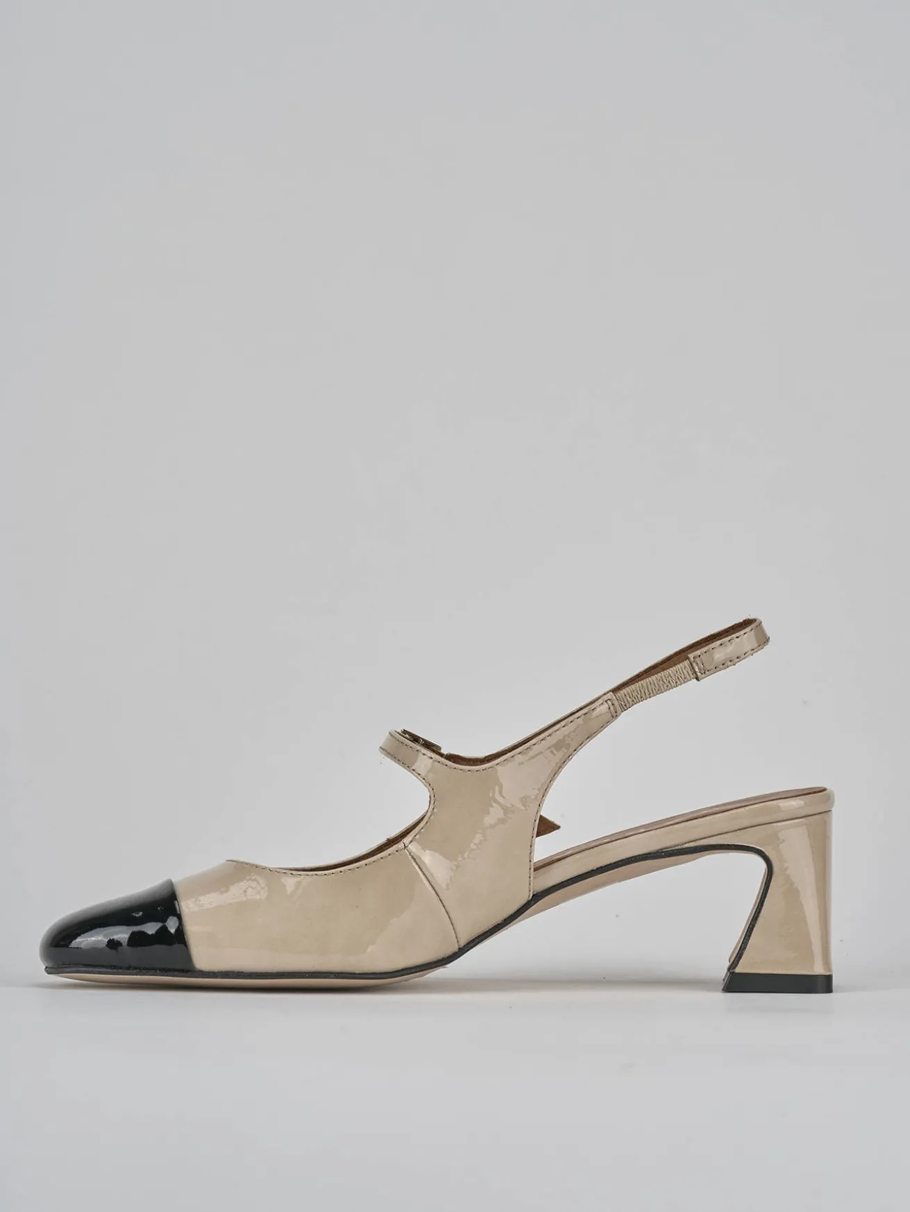 Slingback tacco 5cm pelle nero