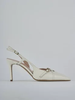 Slingback tacco 7cm pelle bianco