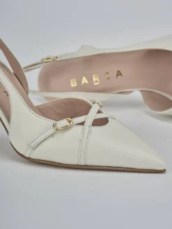 Slingback tacco 7cm pelle bianco