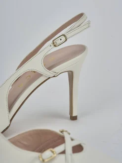 Slingback tacco 7cm pelle bianco