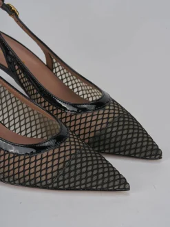 Slingback tacco 7cm pelle nero