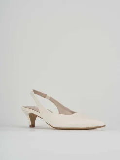 Slingback tacco 3cm pelle bianco