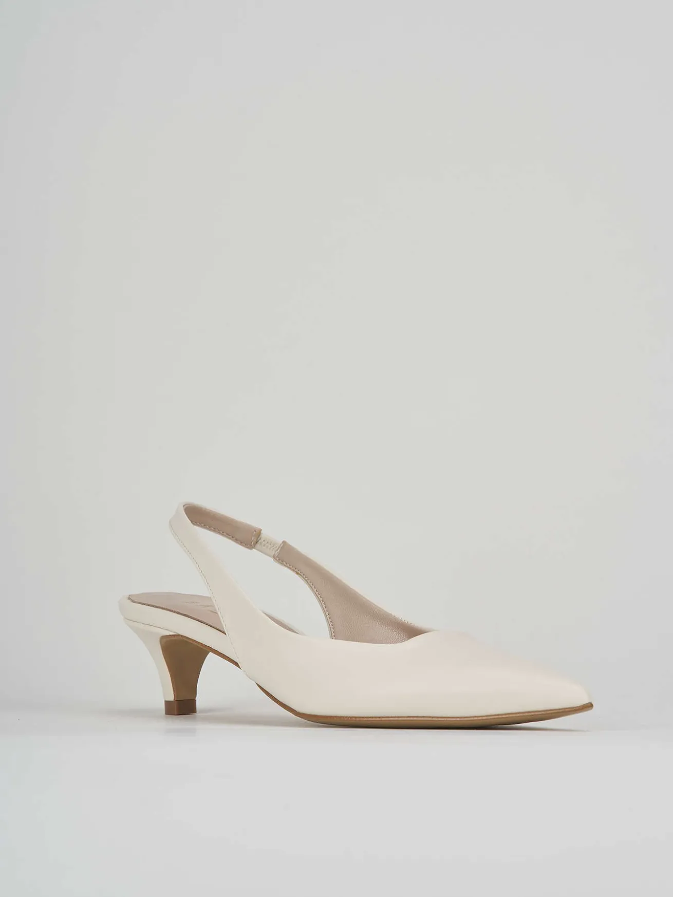 Slingback tacco 3cm pelle bianco