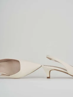 Slingback tacco 3cm pelle bianco
