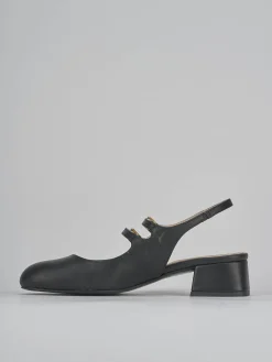 Slingback tacco 4cm pelle nero