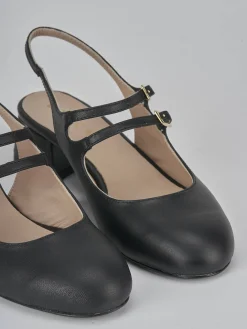 Slingback tacco 4cm pelle nero