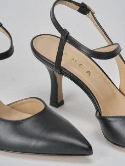 Slingback tacco 7cm pelle nero