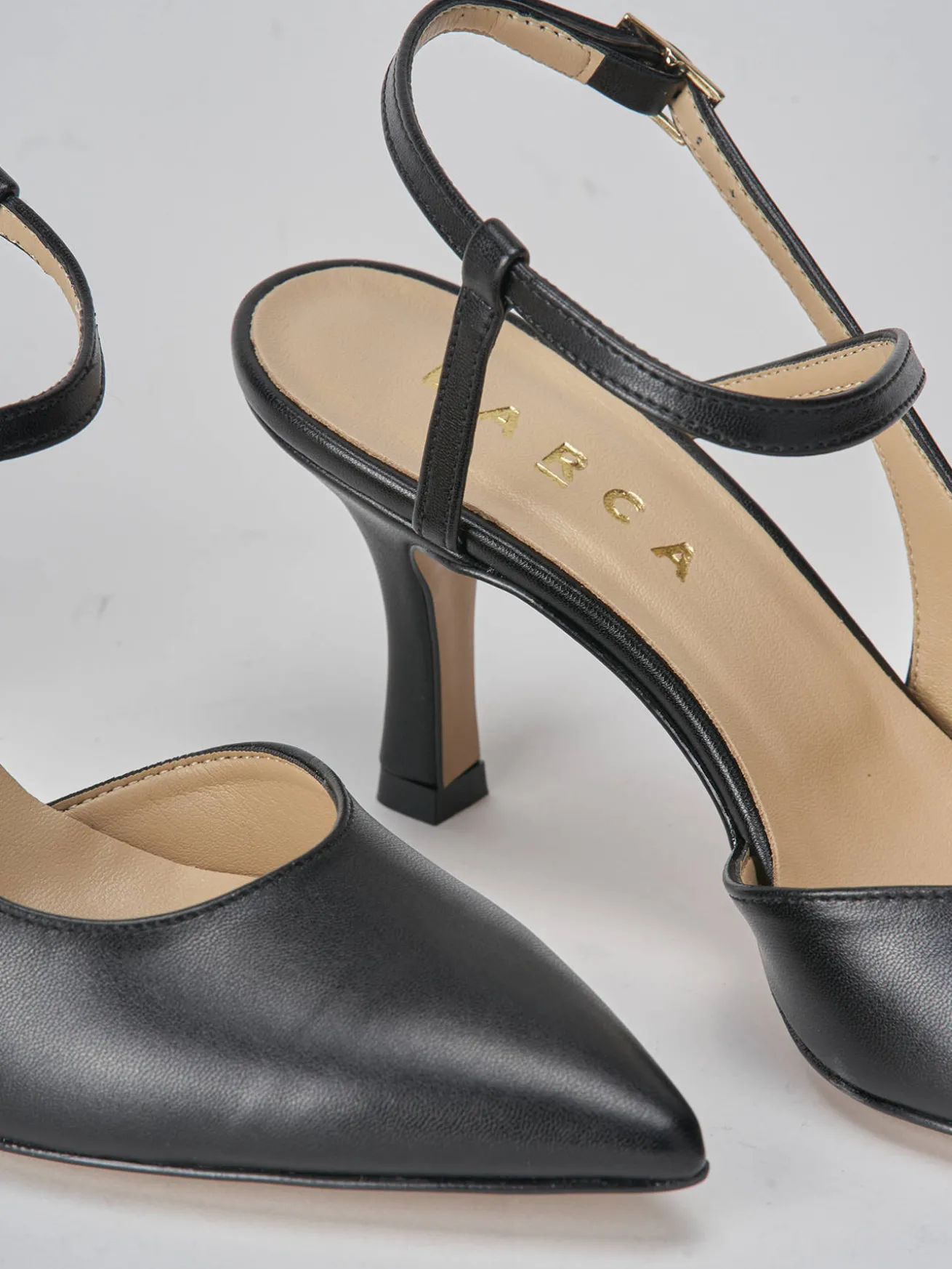 Slingback tacco 7cm pelle nero