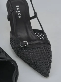 Slingback tacco 4cm pelle nero