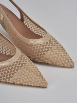 Slingback tacco 7cm pelle beige