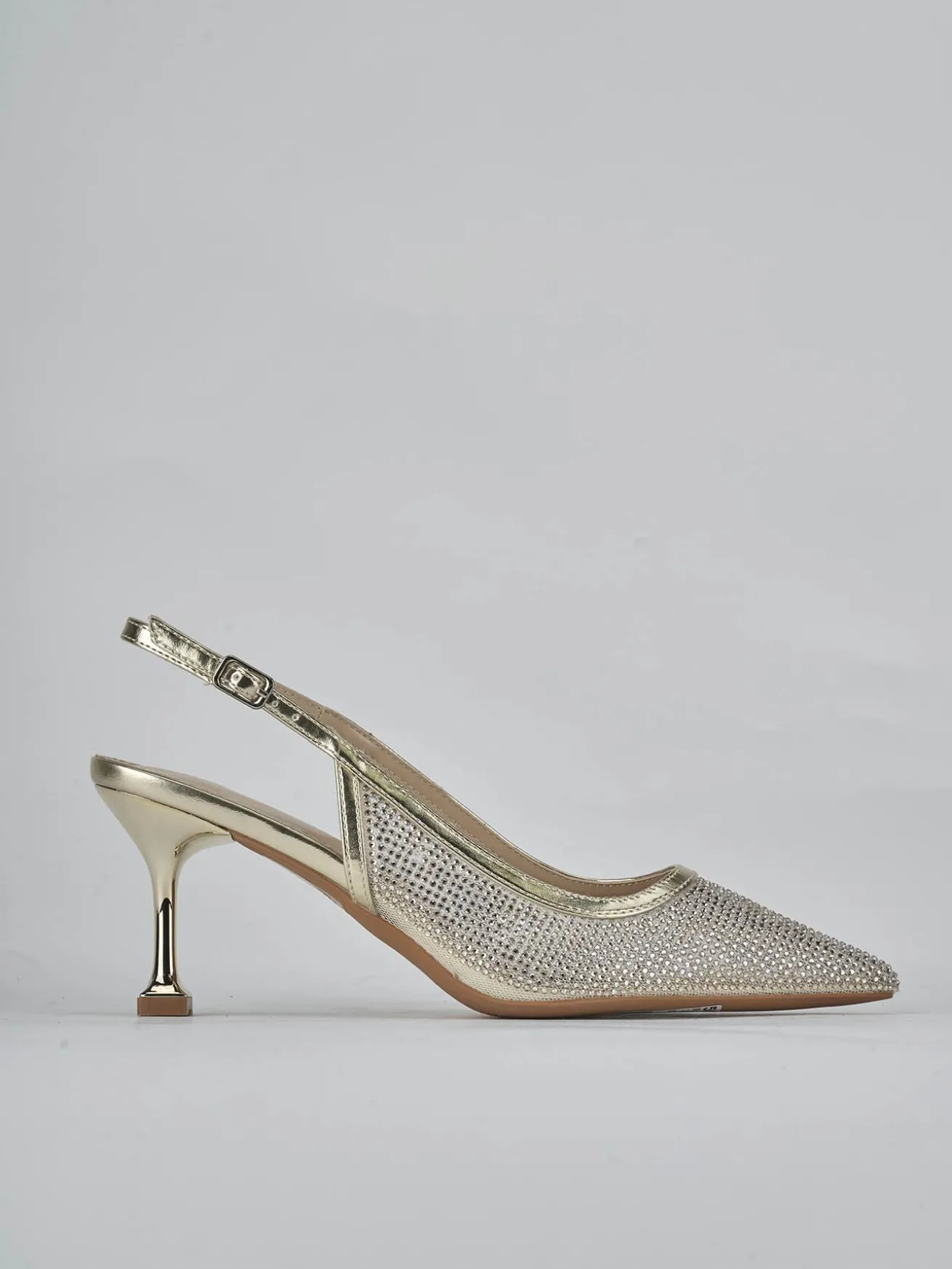 Slingback tacco 6cm pelle oro