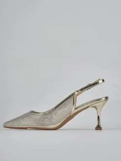 Slingback tacco 6cm pelle oro