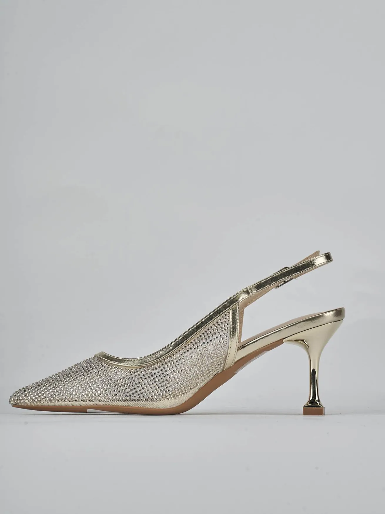 Slingback tacco 6cm pelle oro