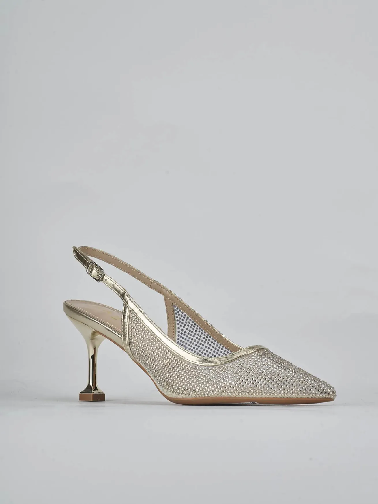 Slingback tacco 6cm pelle oro