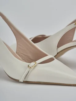 Slingback tacco 7cm pelle bianco