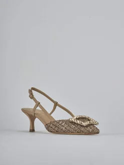 Slingback tacco 5cm pelle marrone