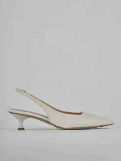 Slingback tacco 4cm pelle bianco