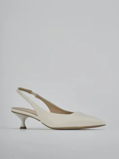 Slingback tacco 4cm pelle bianco