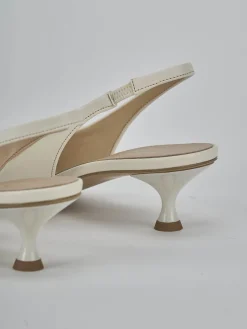 Slingback tacco 4cm pelle bianco