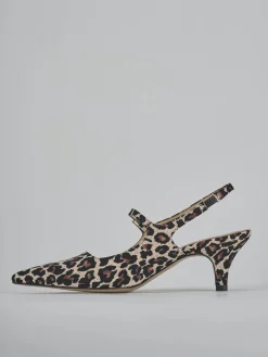 Slingback tacco 4cm pelle multicolor