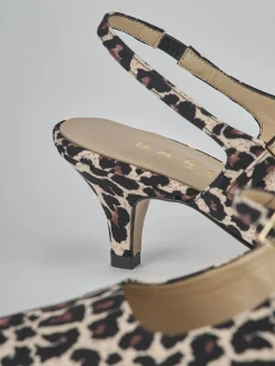 Slingback tacco 4cm pelle multicolor