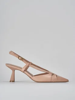 Slingback tacco 7cm pelle rosa