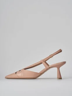 Slingback tacco 7cm pelle rosa