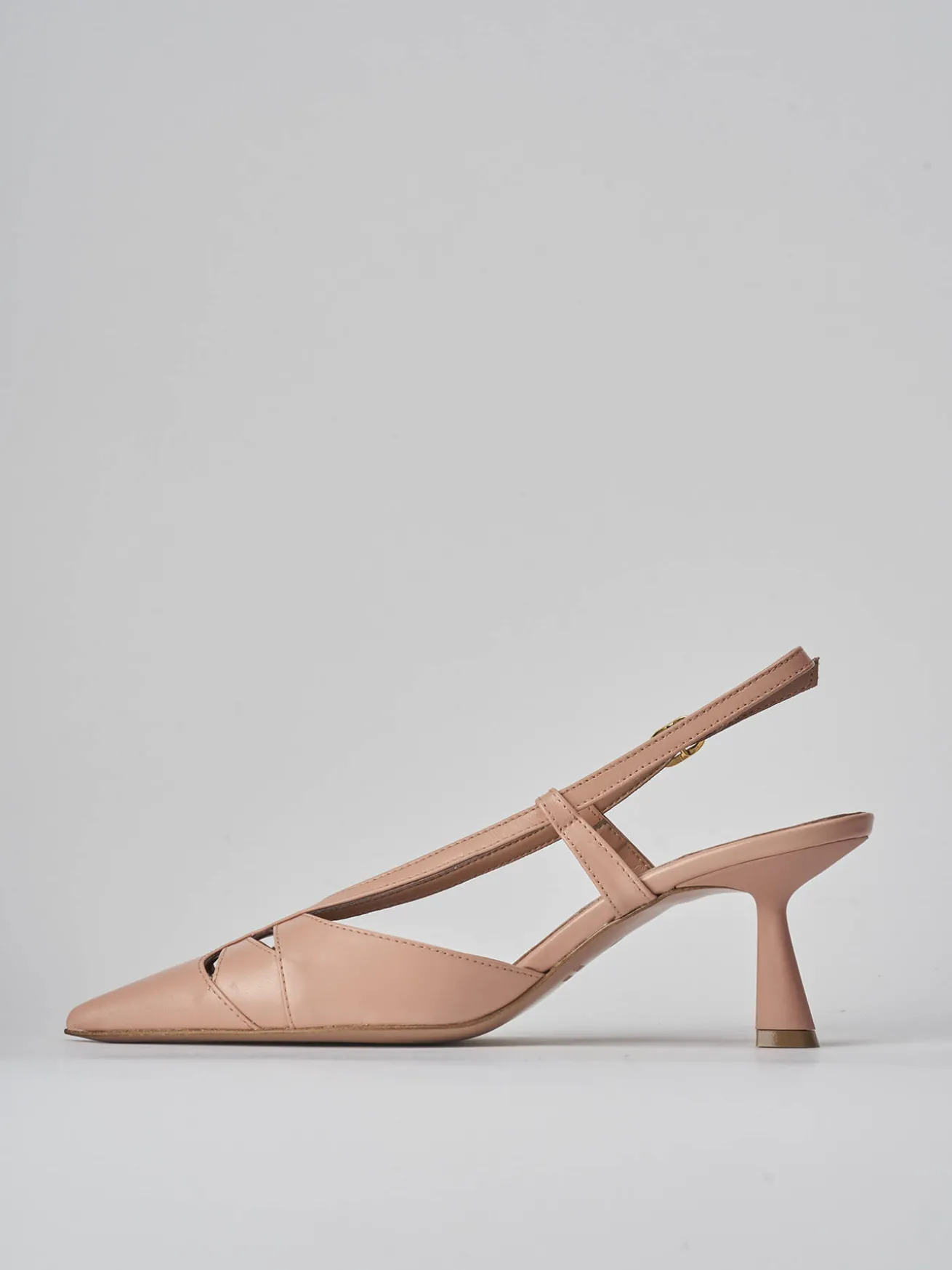 Slingback tacco 7cm pelle rosa