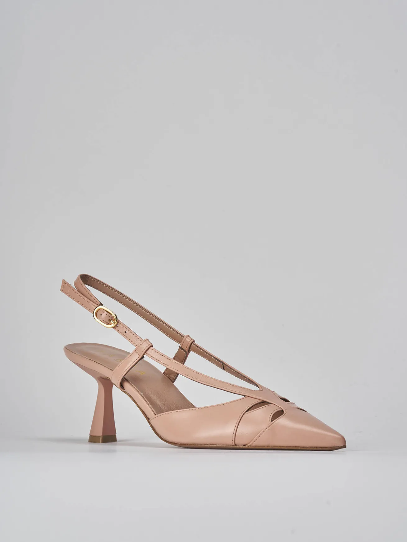 Slingback tacco 7cm pelle rosa