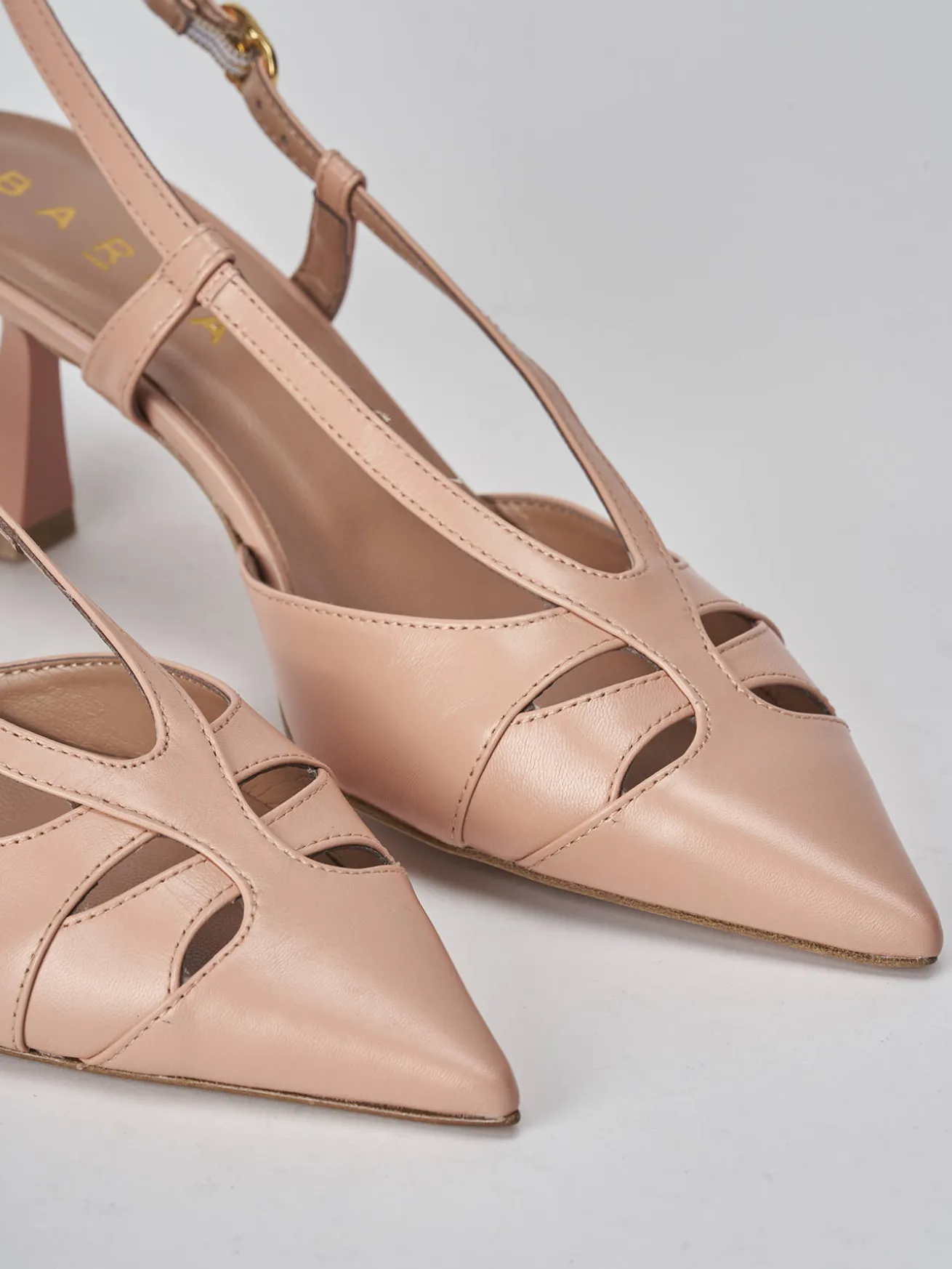 Slingback tacco 7cm pelle rosa