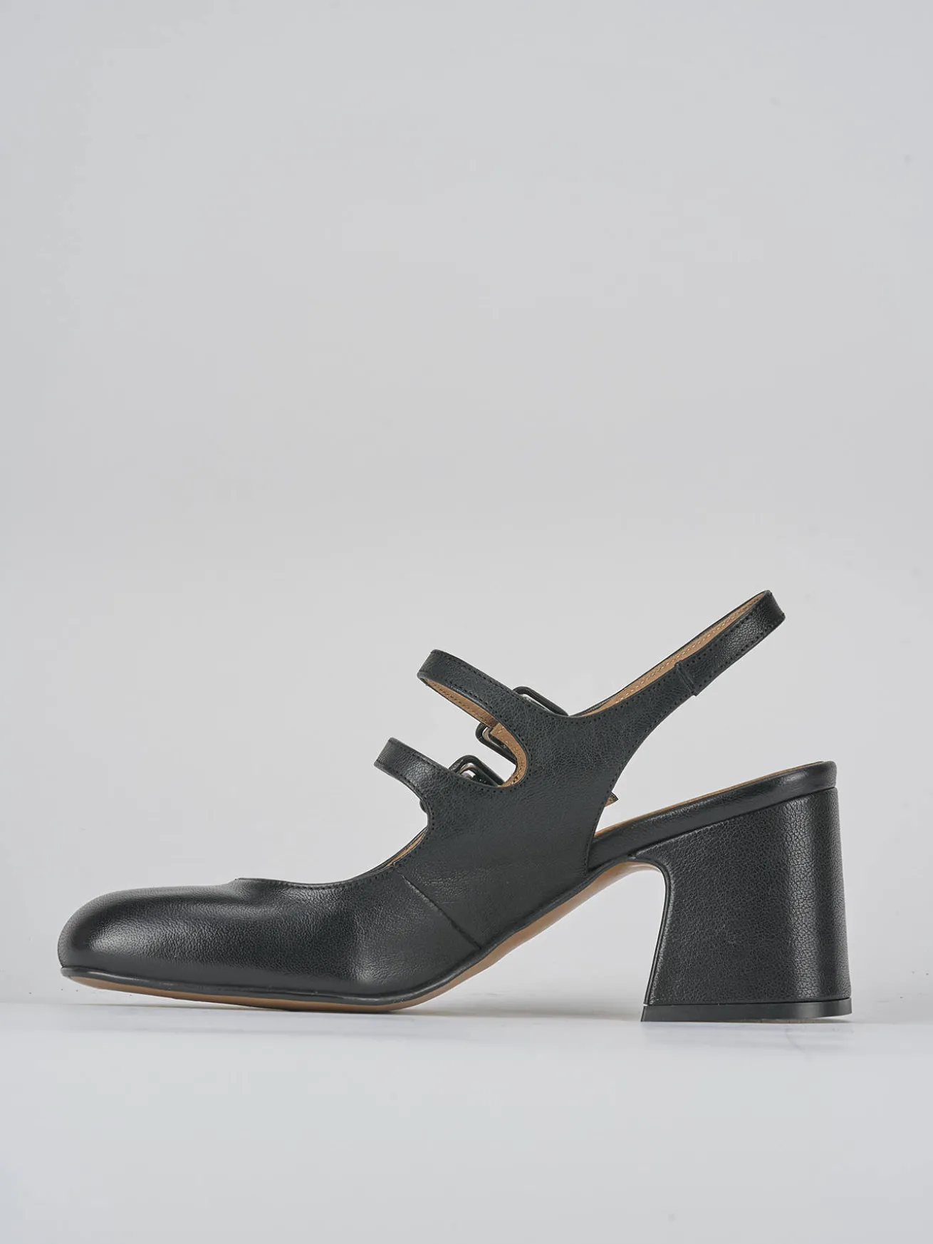 Slingback tacco 5cm pelle nero