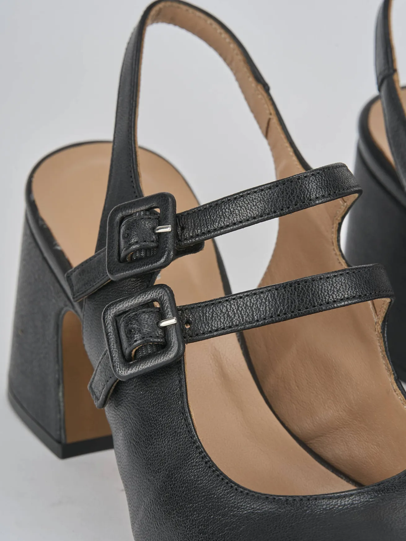 Slingback tacco 5cm pelle nero