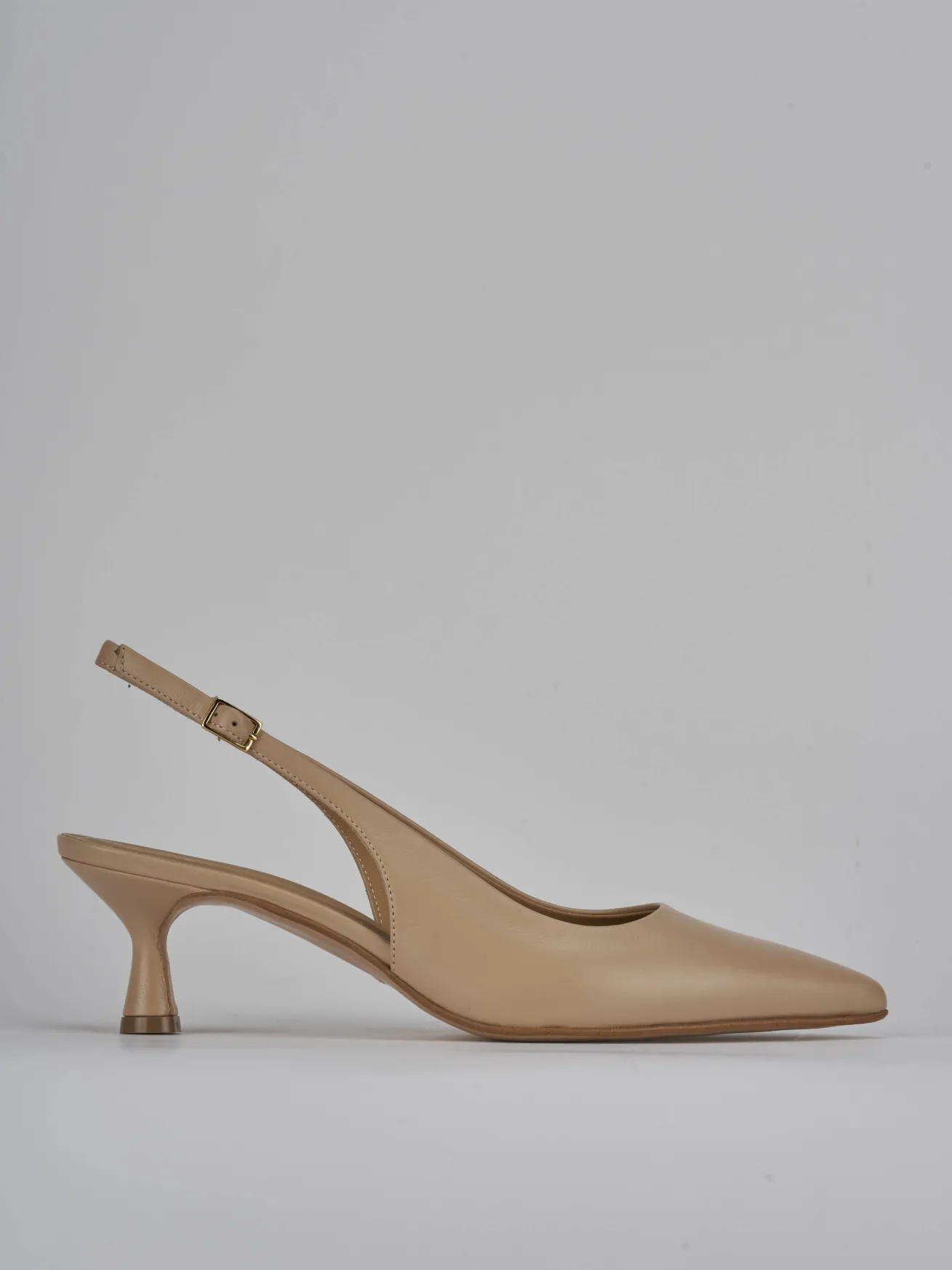 Slingback tacco 5cm pelle marrone
