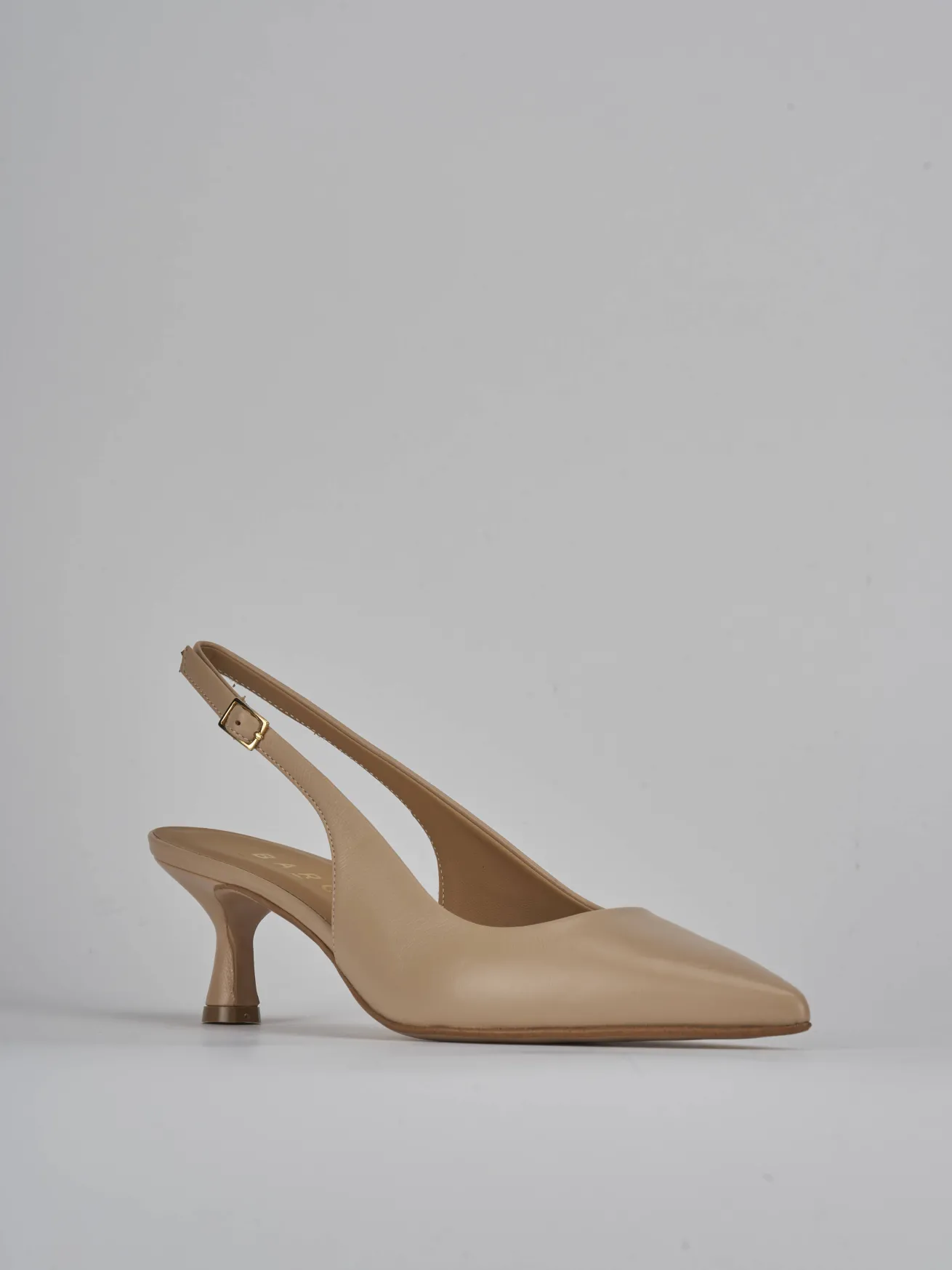 Slingback tacco 5cm pelle marrone