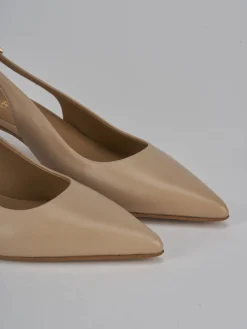 Slingback tacco 5cm pelle marrone