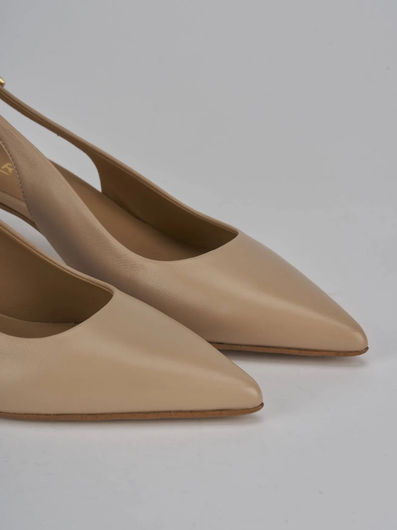 Slingback tacco 5cm pelle marrone