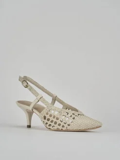 Slingback tacco 5cm pelle bianco