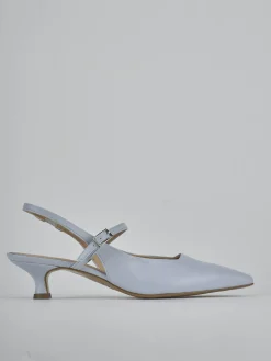 Slingback tacco 4cm pelle azzurro