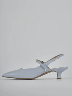 Slingback tacco 4cm pelle azzurro