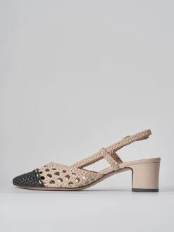Slingback tacco 5cm pelle beige